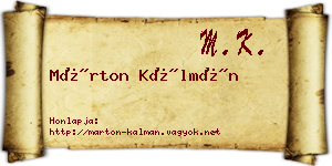 Márton Kálmán névjegykártya